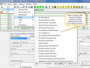 CMMS Software Reporting Menu