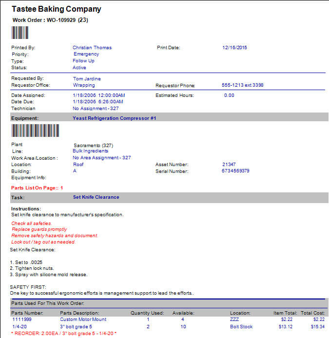 Maintenance CMMS Software Work Order