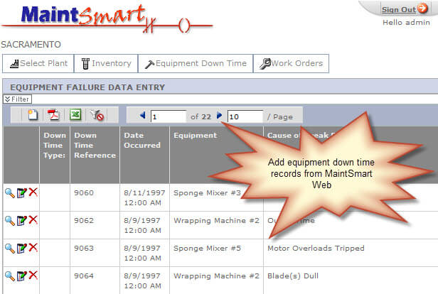 Web-Based Equipment Failure Software