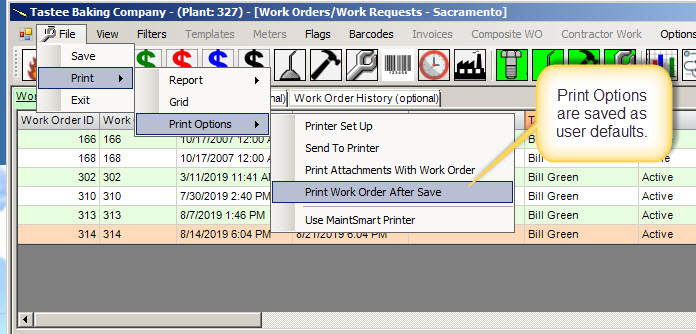 work order tips - print options