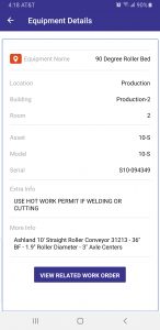 mobile cmms app work orders related to equipment